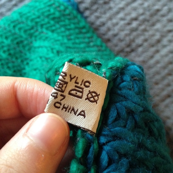 Blue and Green Striped Knit Circle Scarf - Picture 6 of 6